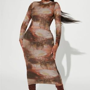 Mojave Mesh Maxi Dress - Brown/Combo
